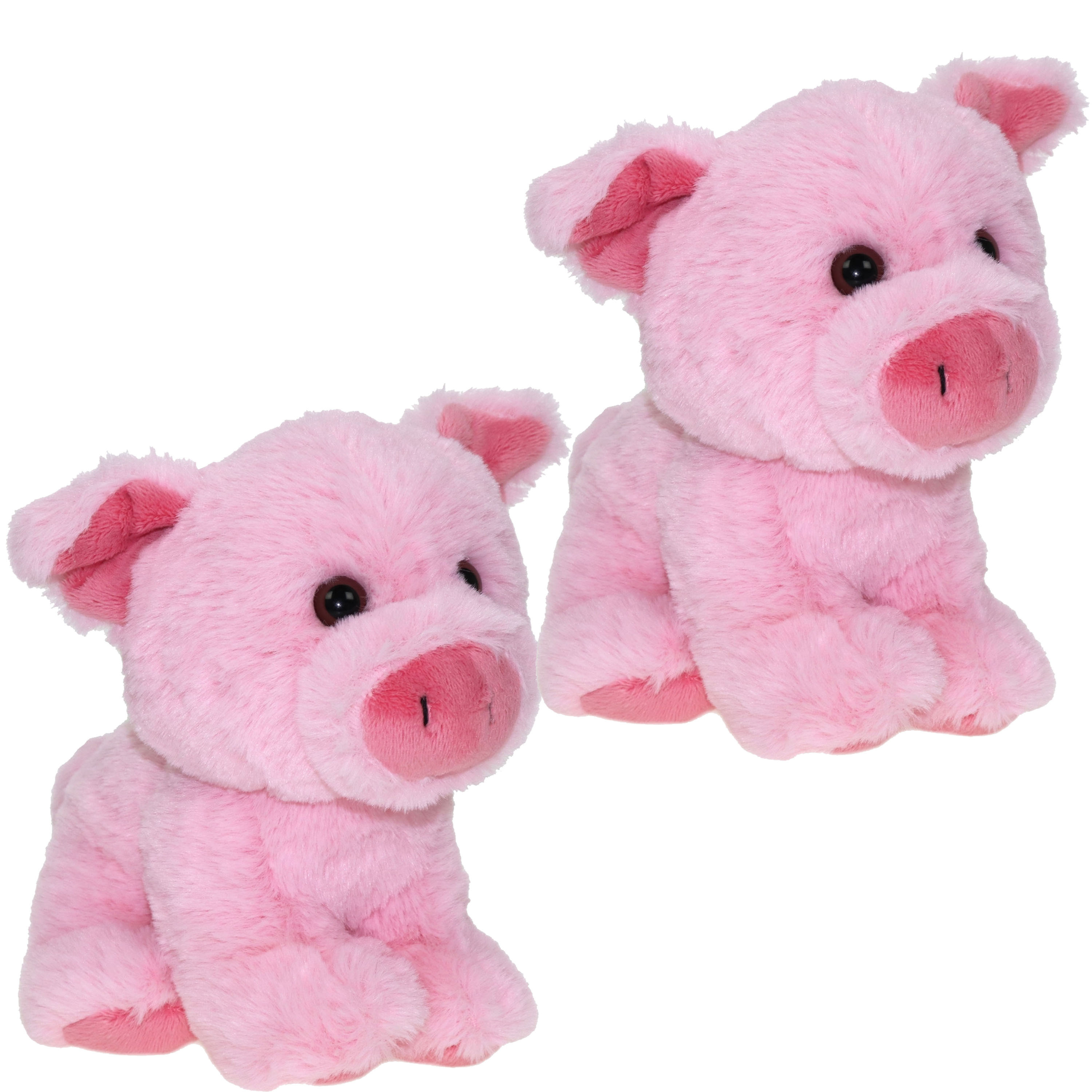 Set van 2x stuks pluche knuffel dieren Varken van 19 cm -