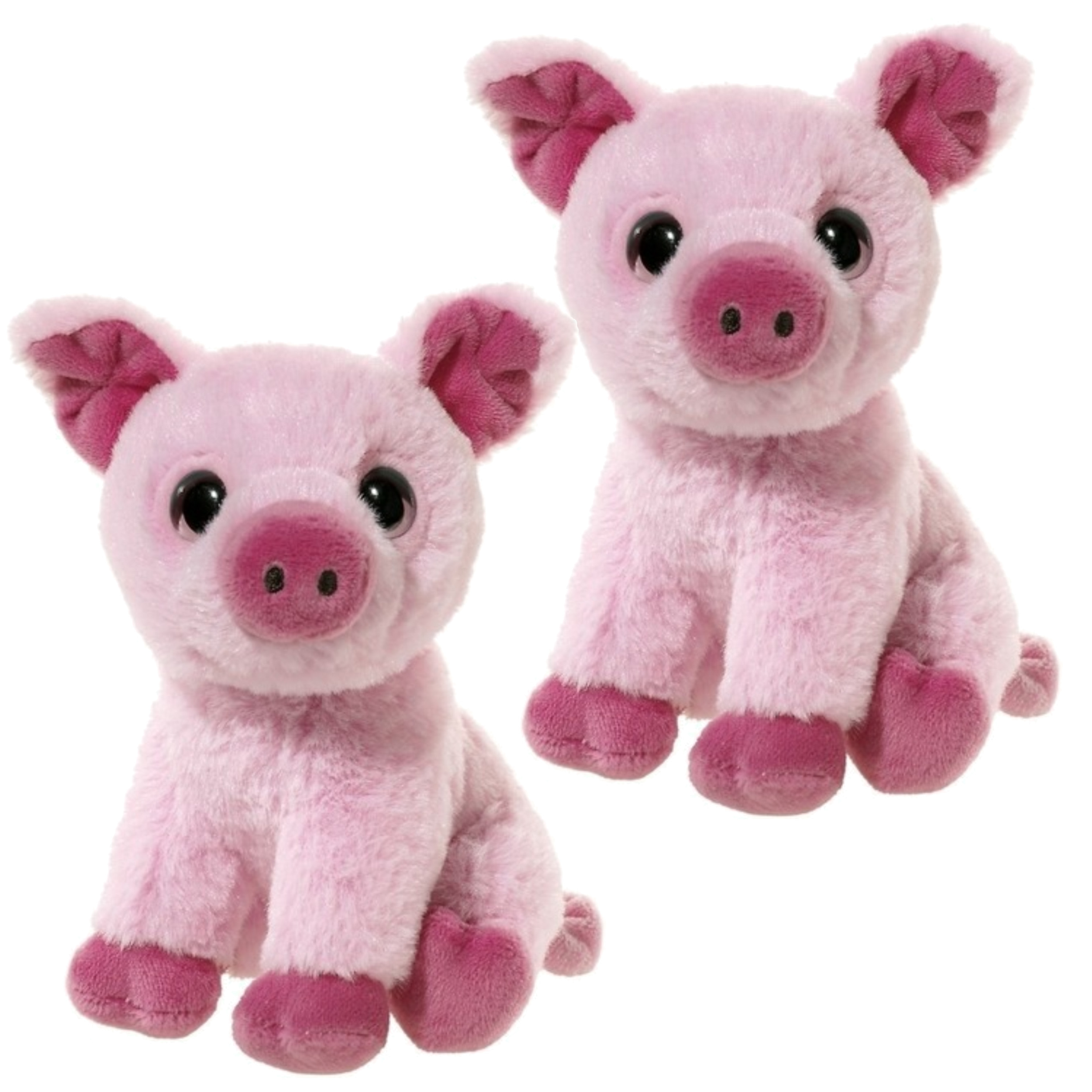 Set van 2x stuks zacht roze pluche varkens knuffeltjes 14 cm -