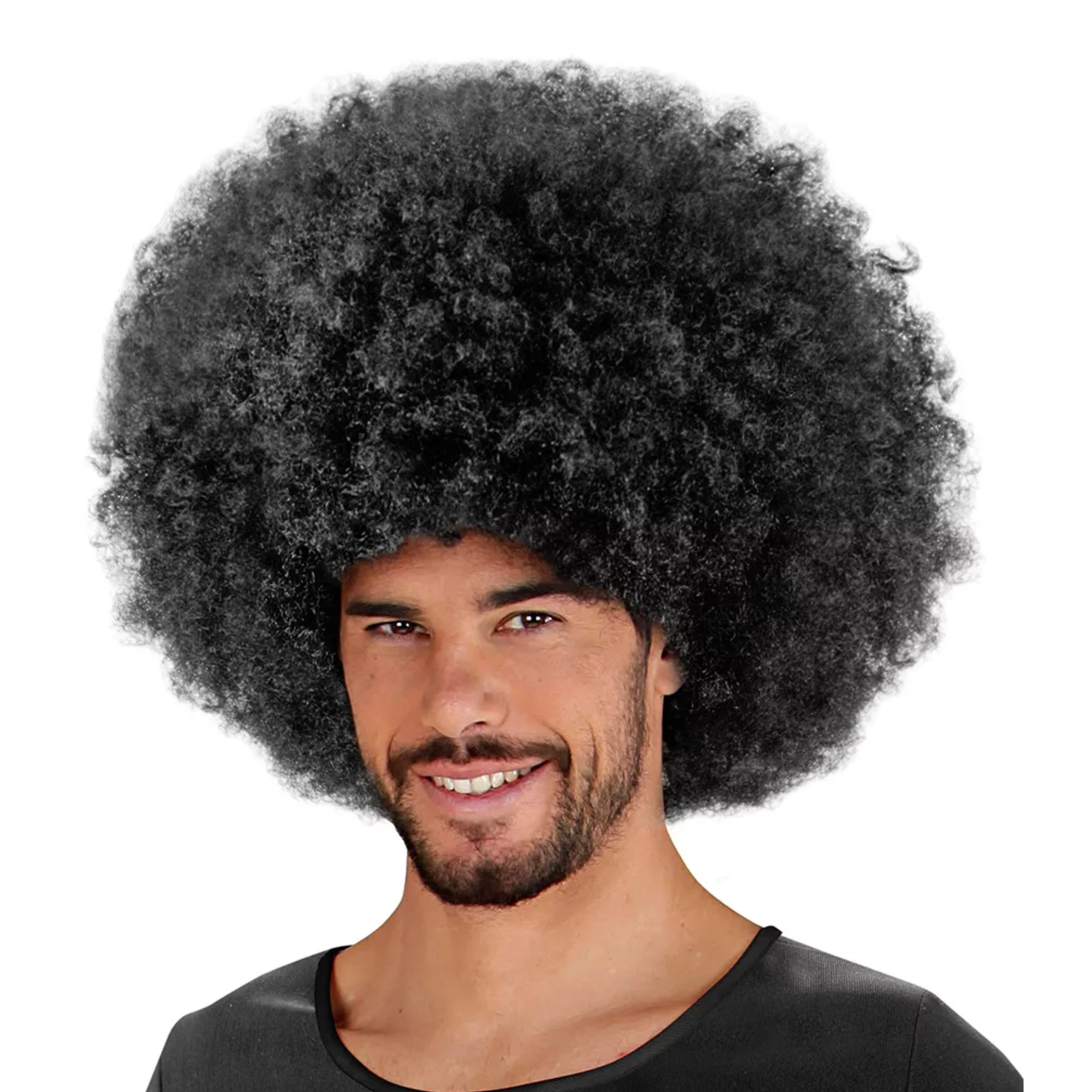 Afro verkleedpruik - Jimmy - zwart haar - volwassenen - oversized pruik - disco party -