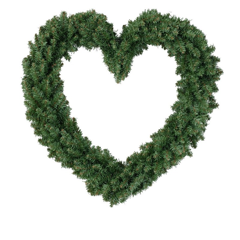 Bruiloft versiering deurkrans hart groen 50 cm -