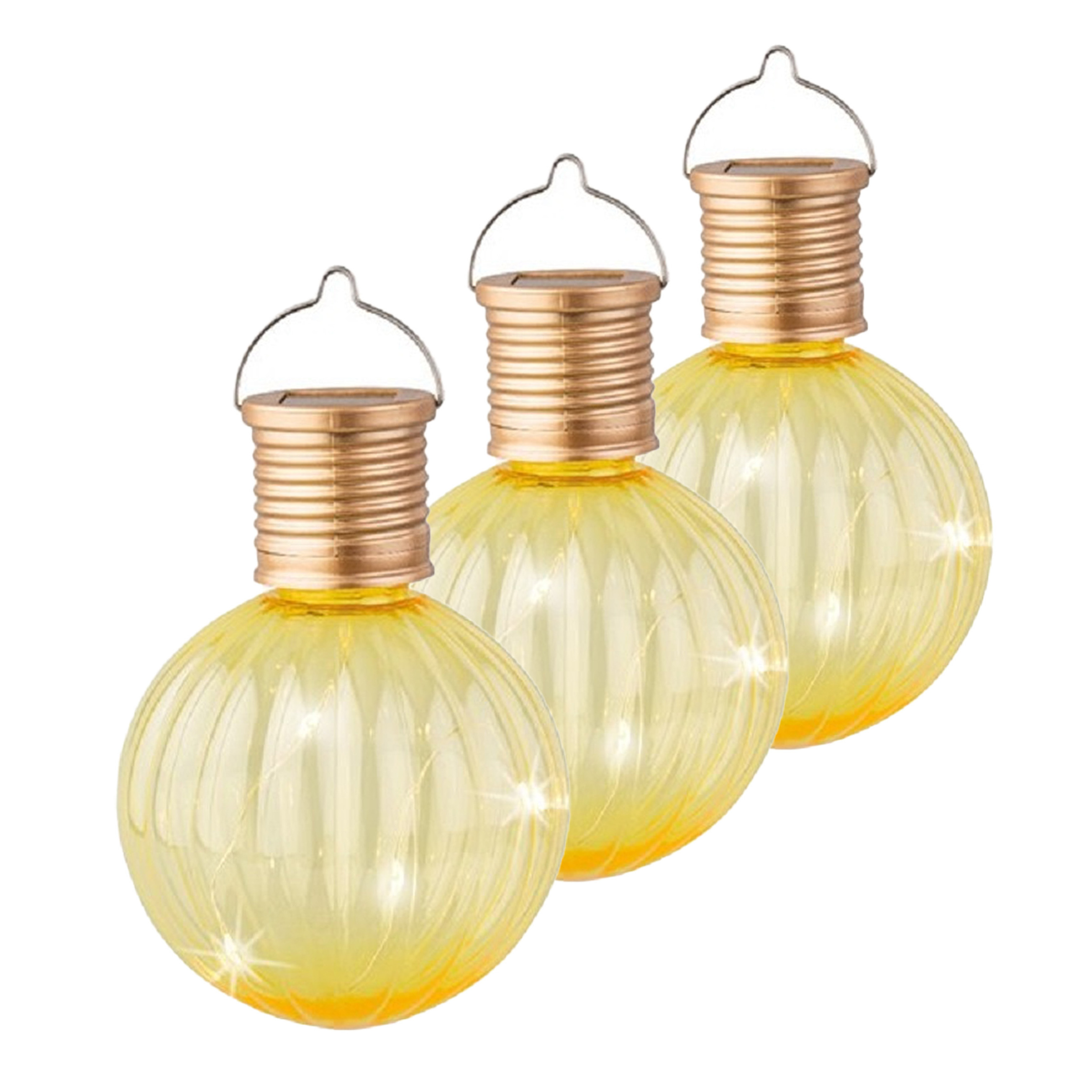 Lampion solar verlichting - 6x - geel - 11 cm - LED -