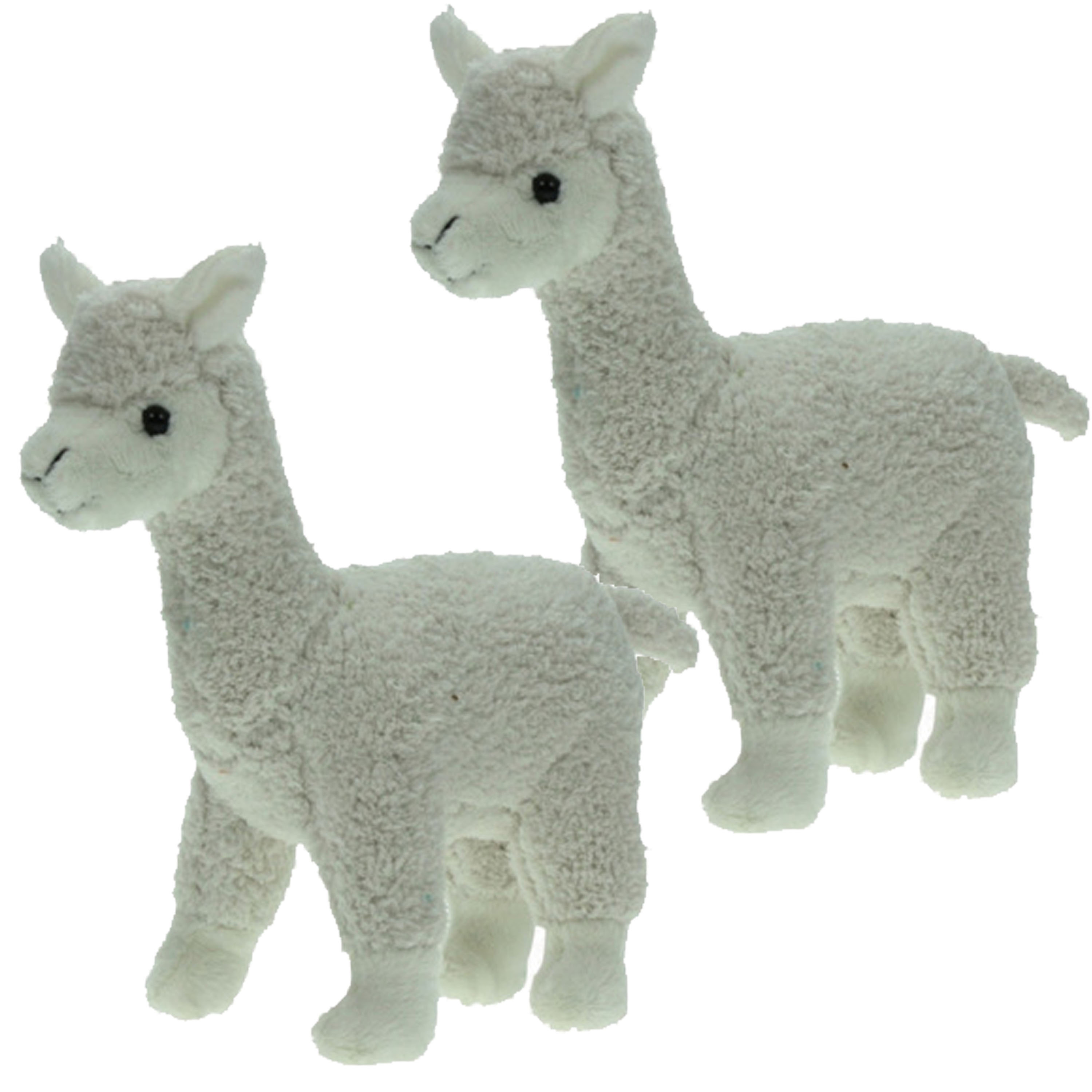 Set van 2x stuks pluche knuffel dieren witte Alpaca van 20 cm -