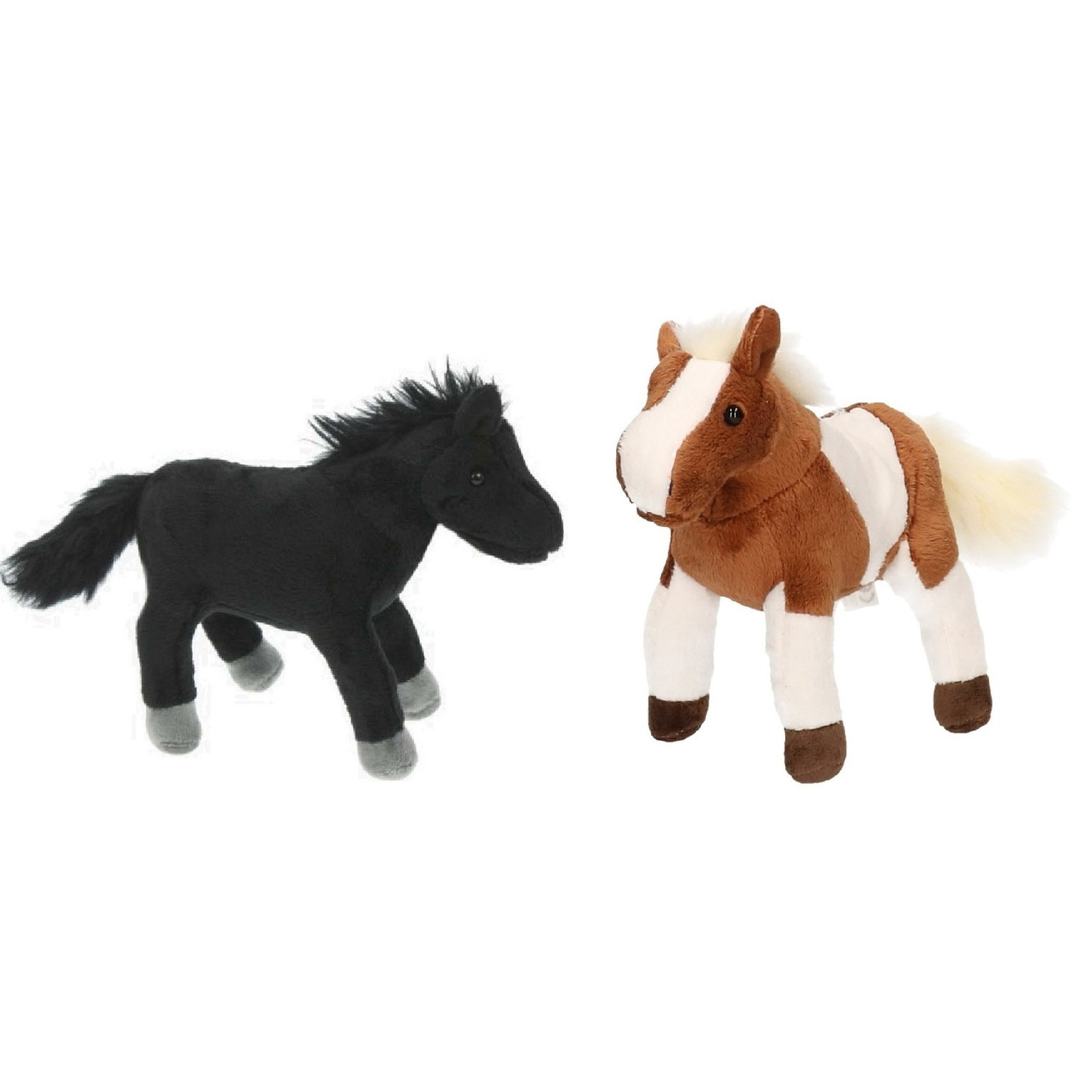 Set van 2x stuks pluche dieren paarden knuffels 25 cm -