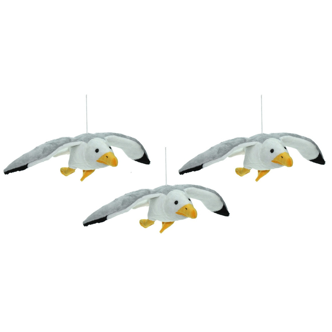 Set van 3x stuks pluche knuffel dieren Zeemeeuw vogel van 31 cm -