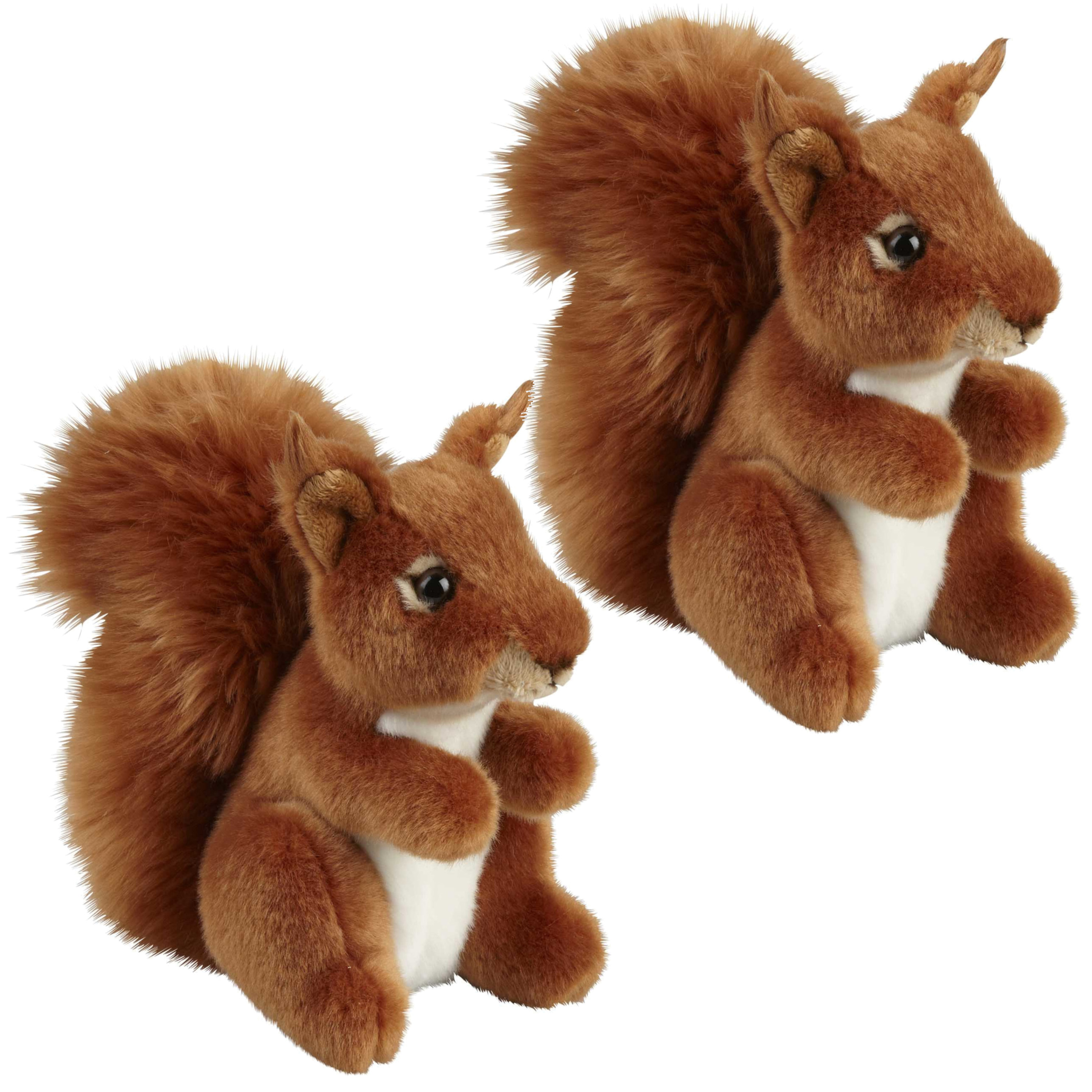 Familie set van 2x stuks pluche knuffel dieren Rode Eekhoorn van 18 cm -