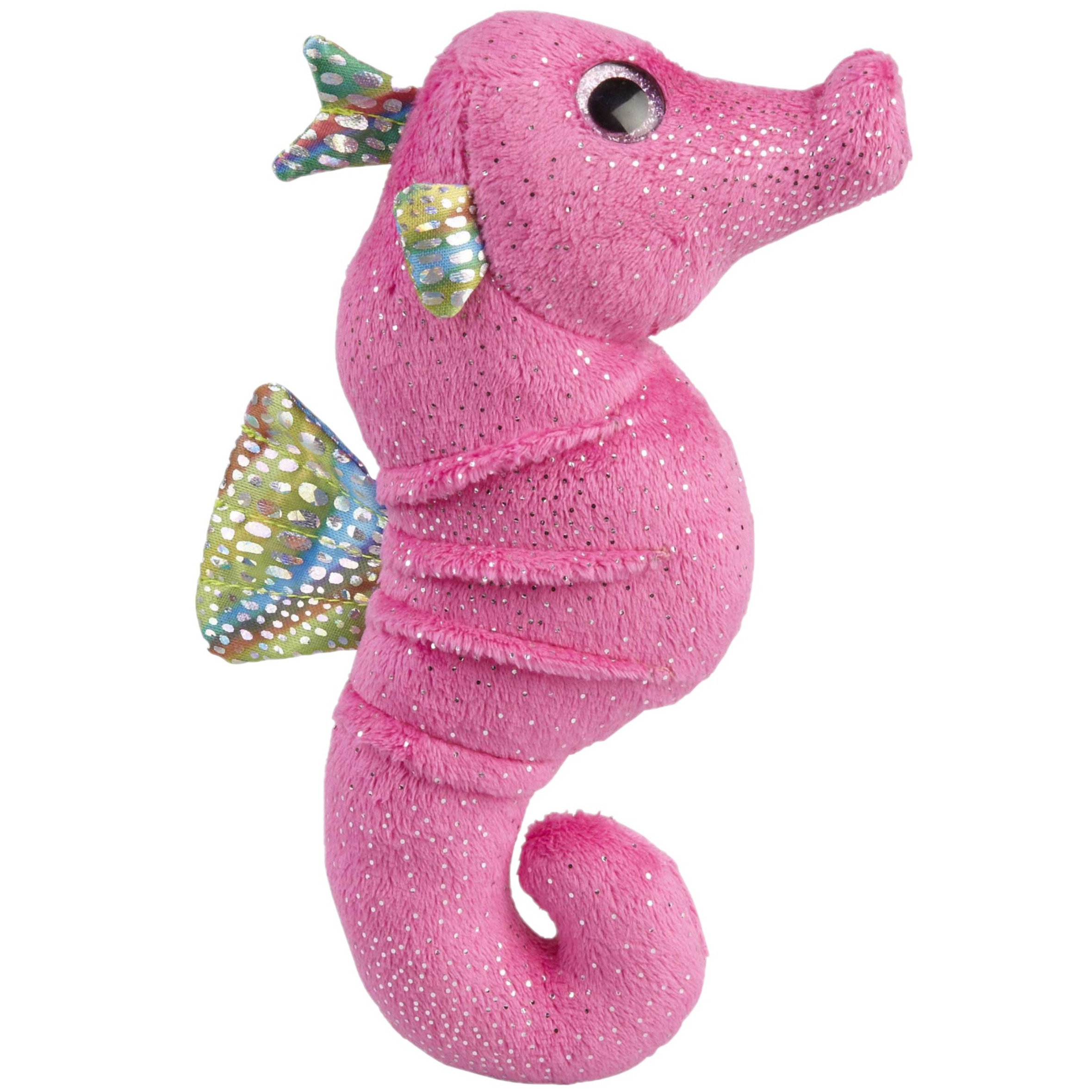 Pluche knuffel dieren glitter Zeepaardje van 18 cm -