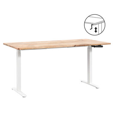 Bureau Homeworx zit/sta handmatig verstelbaar - mangohout/wit - 75/118x160x80 cm - Leen Bakker