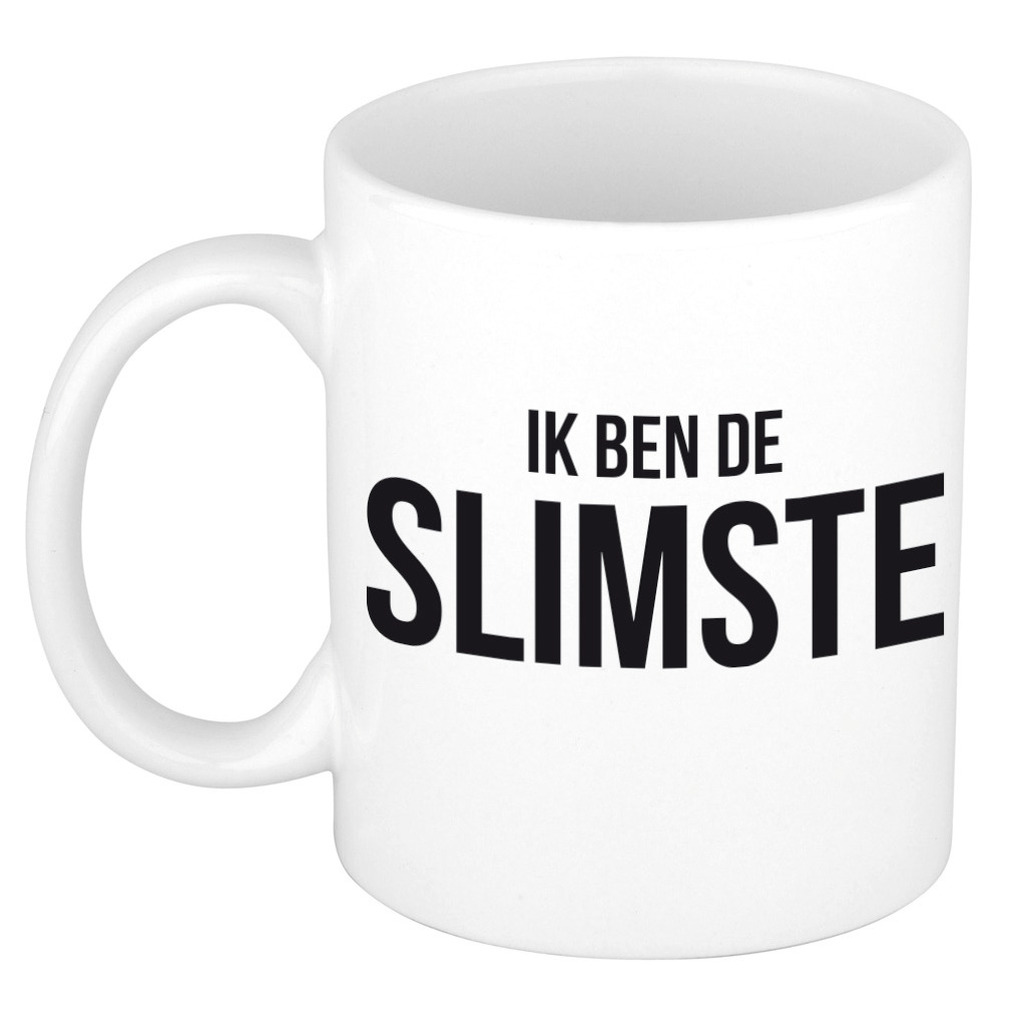 Verjaardag cadeau mok - zwart - de slimste - 300 ml - keramiek -