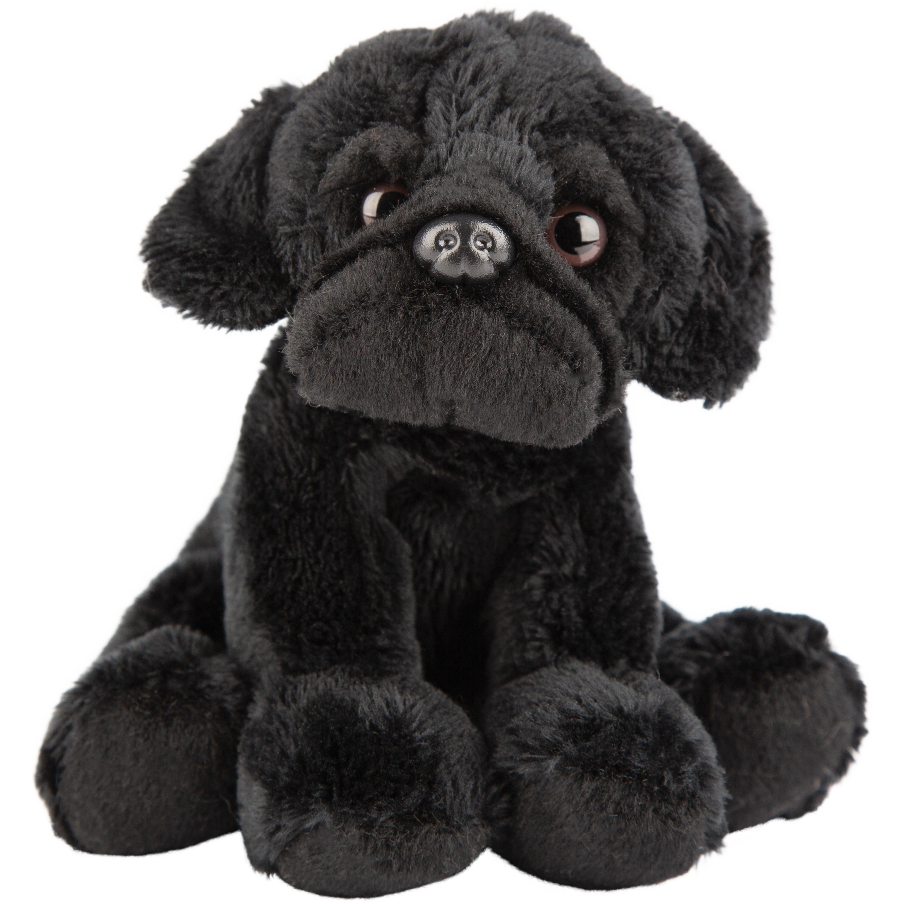 Pluche knuffel dieren mopshond - zwart - 13 cm - Speelgoed knuffelbeesten -