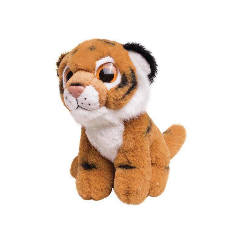 Nature Planet Pluche bruine tijger knuffel - 13 cm - Wilde dieren knuffels -