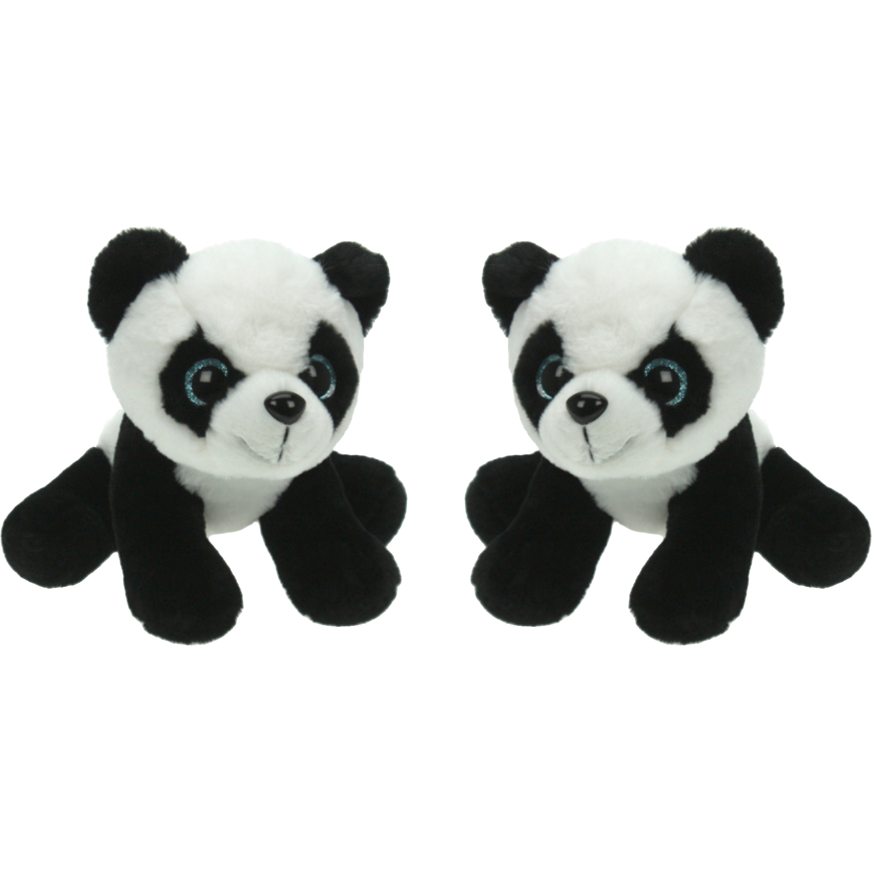 Set van 2x stuks pluche knuffel dieren Panda beer van 25 cm -