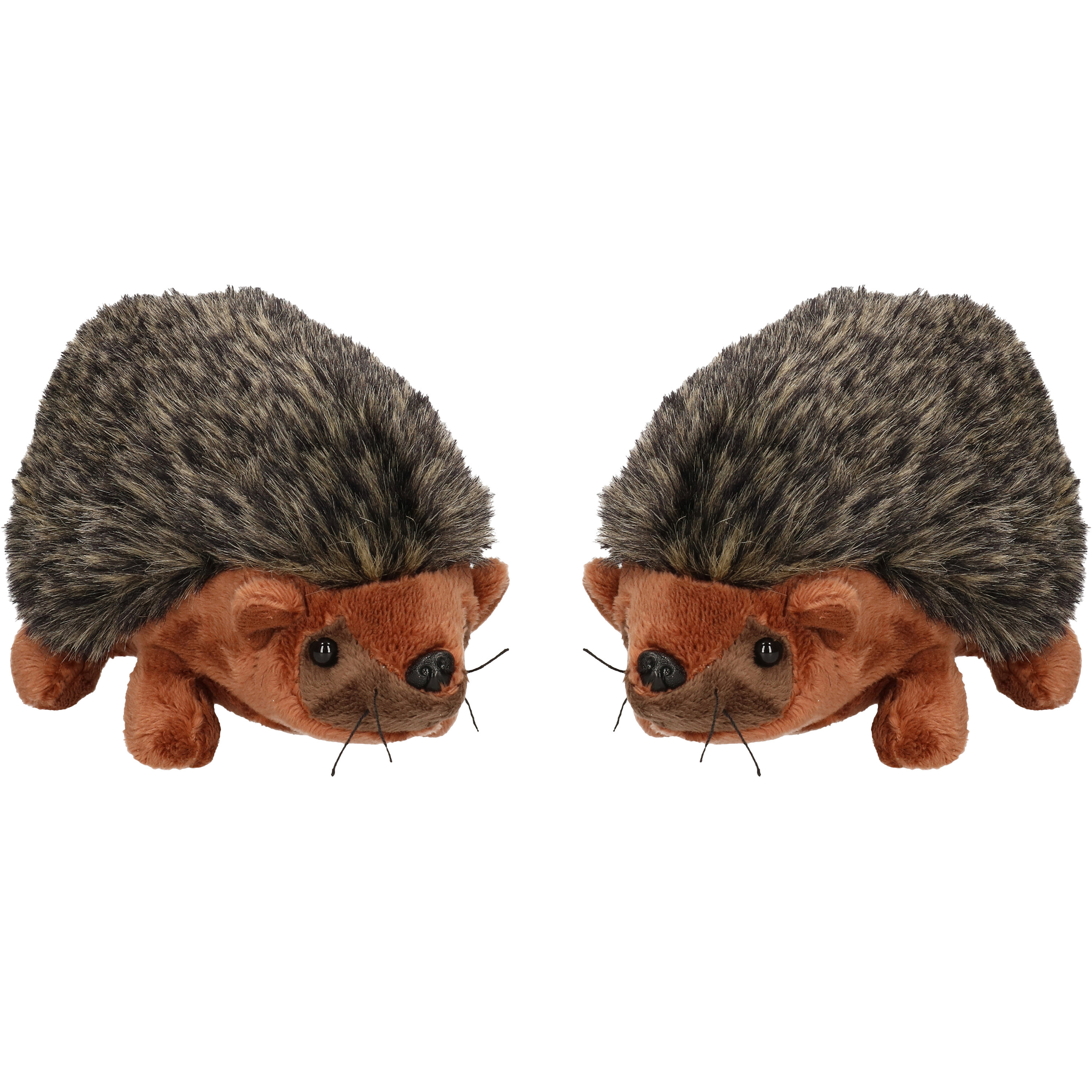 Set van 2x stuks pluche knuffel dieren Egel van 17 cm -