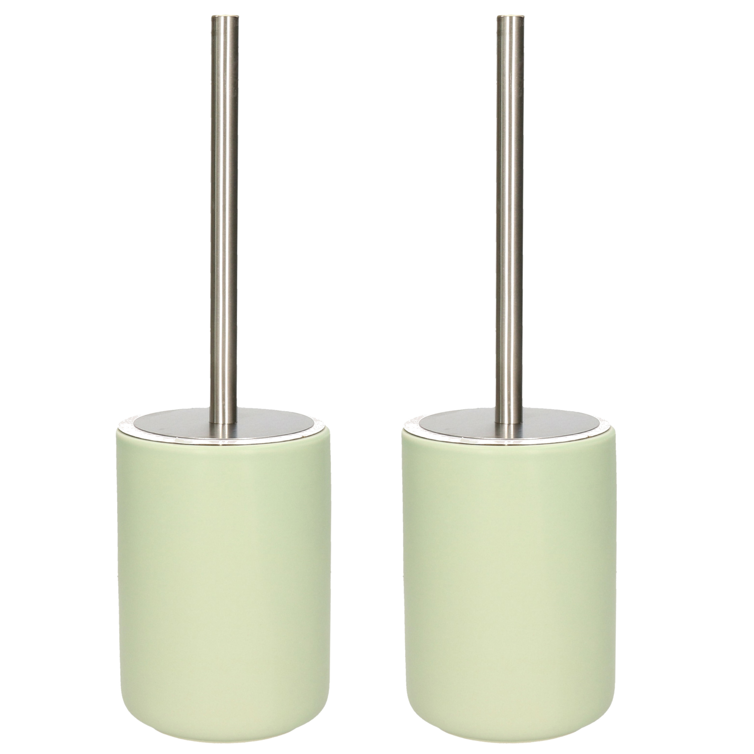 Set van 2x stuks wC-borstel/toiletborstel inclusief houder licht groen 38 cm van steen -