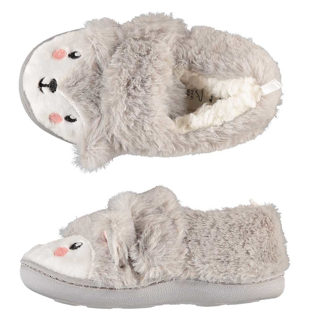 Kinder dieren pantoffels/sloffen poolvos - maat 27-28 - grijs - warm voor de winter 27/28 -
