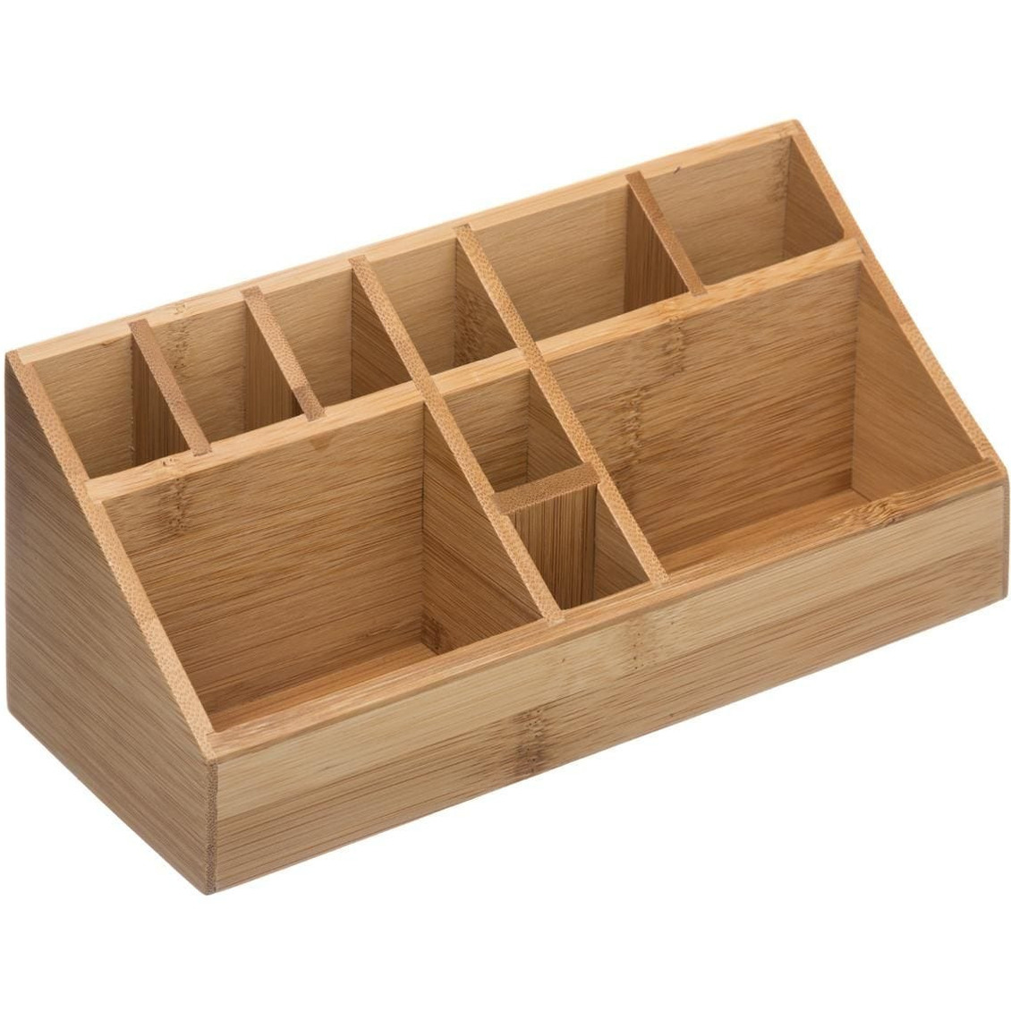 Make-up/nagellak organizer 10 vakken rechthoek 23 x 9 cm van bamboe -