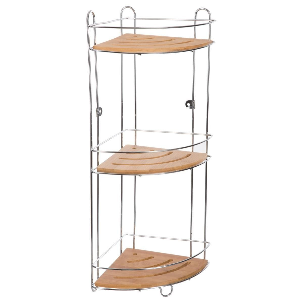 Doucherekje/badkamerrekje hoek metaal met 3 lagen 20 x 20 x 56 cm -