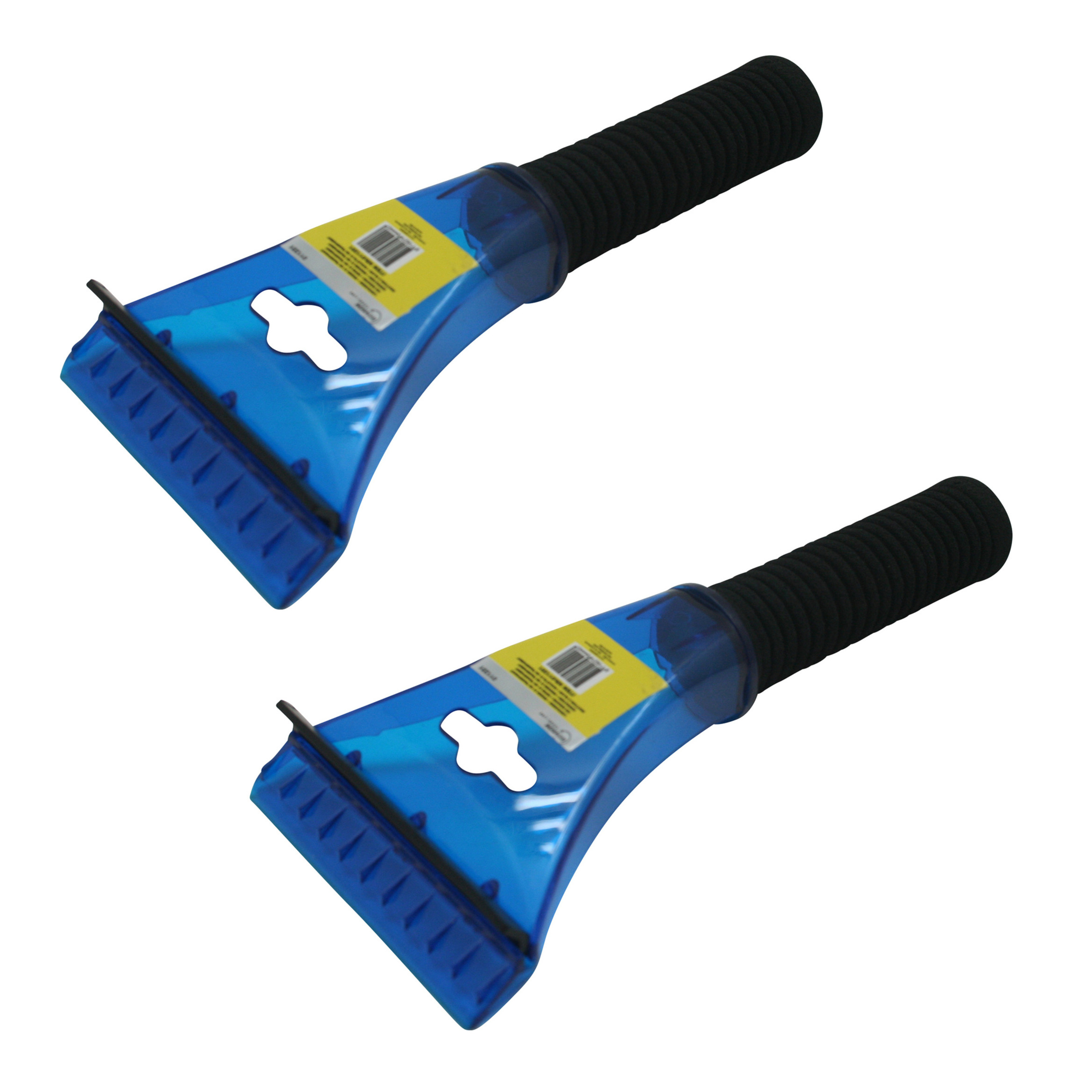 Kunststof ijskrabber/raamkrabber - 2x stuks - blauw - met wisser - 21 cm -