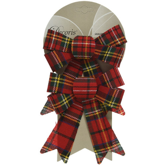 Kerstboomversiering 8x geruite strikken 17 cm -