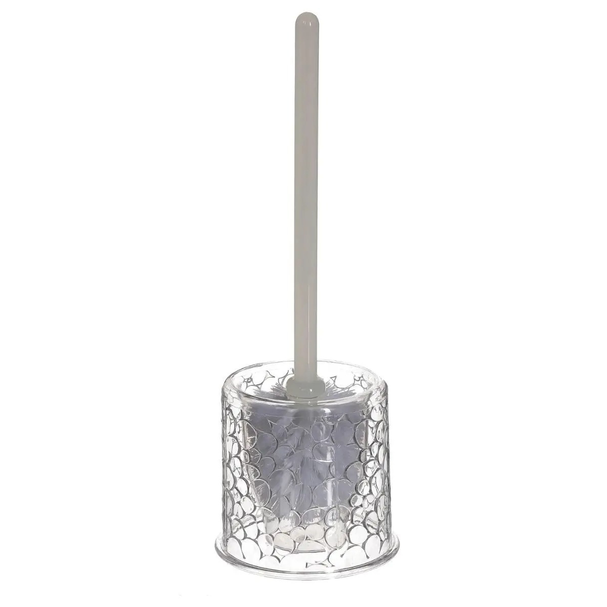 WC-/toiletborstel met houder transparant met kiezel patroon kunststof 37 cm -
