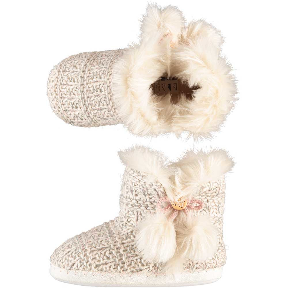Meisjes hoge pantoffels/sloffen gebreid beige maat 31-32 31/32 -