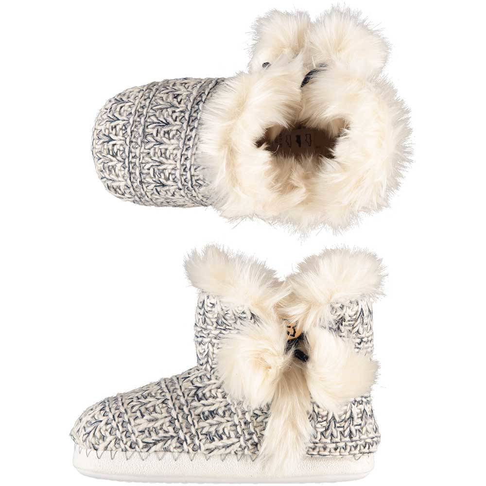 Meisjes hoge pantoffels/sloffen gebreid zwart/wit maat 33-34 33/34 -