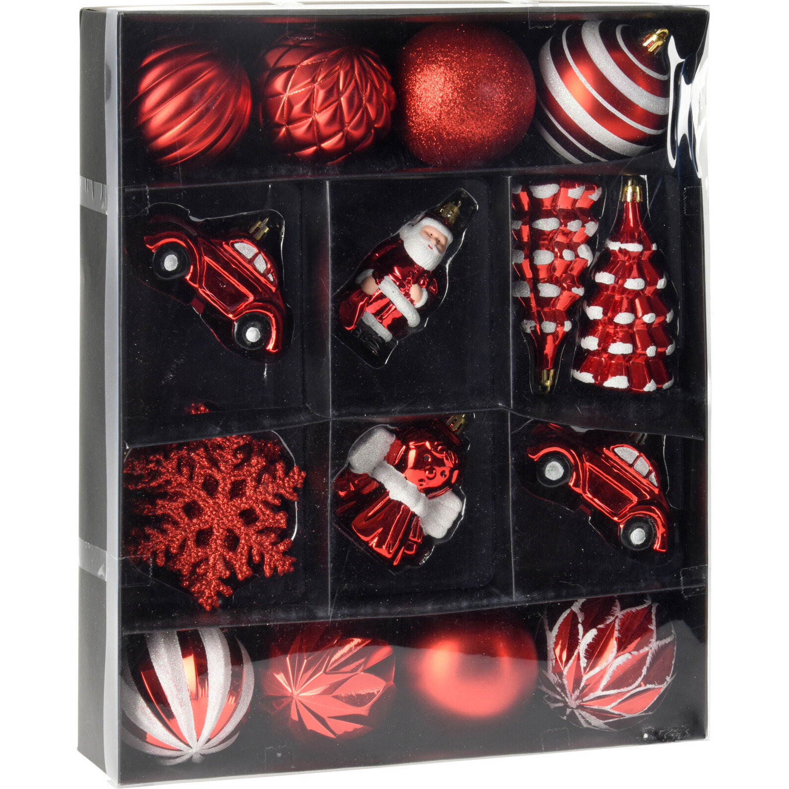 20x stuks kerstballen en kersthangers figuurtjes rood kunststof -