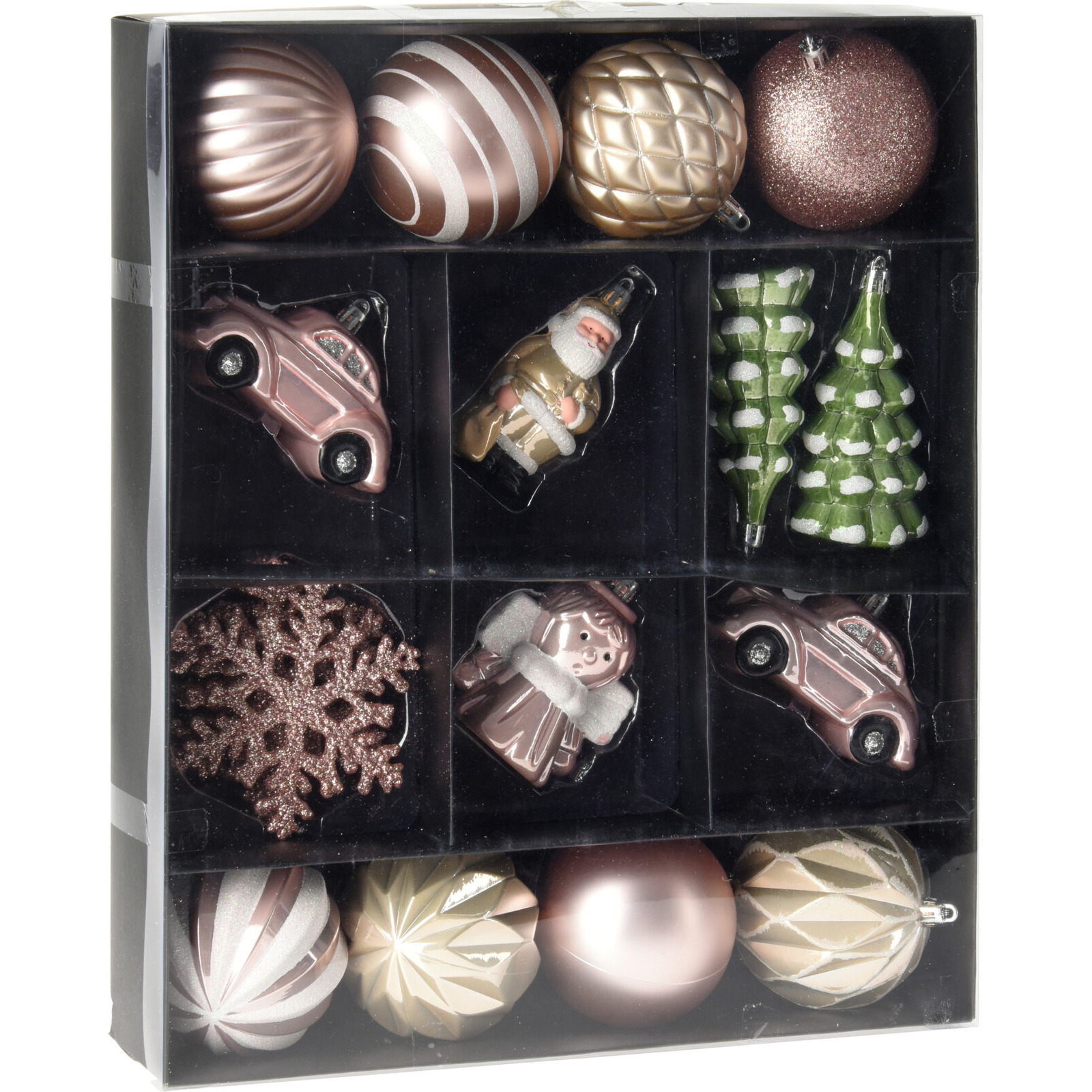 Christmas Decoration Kerstballen mix - 20-delig - roze - figuren -