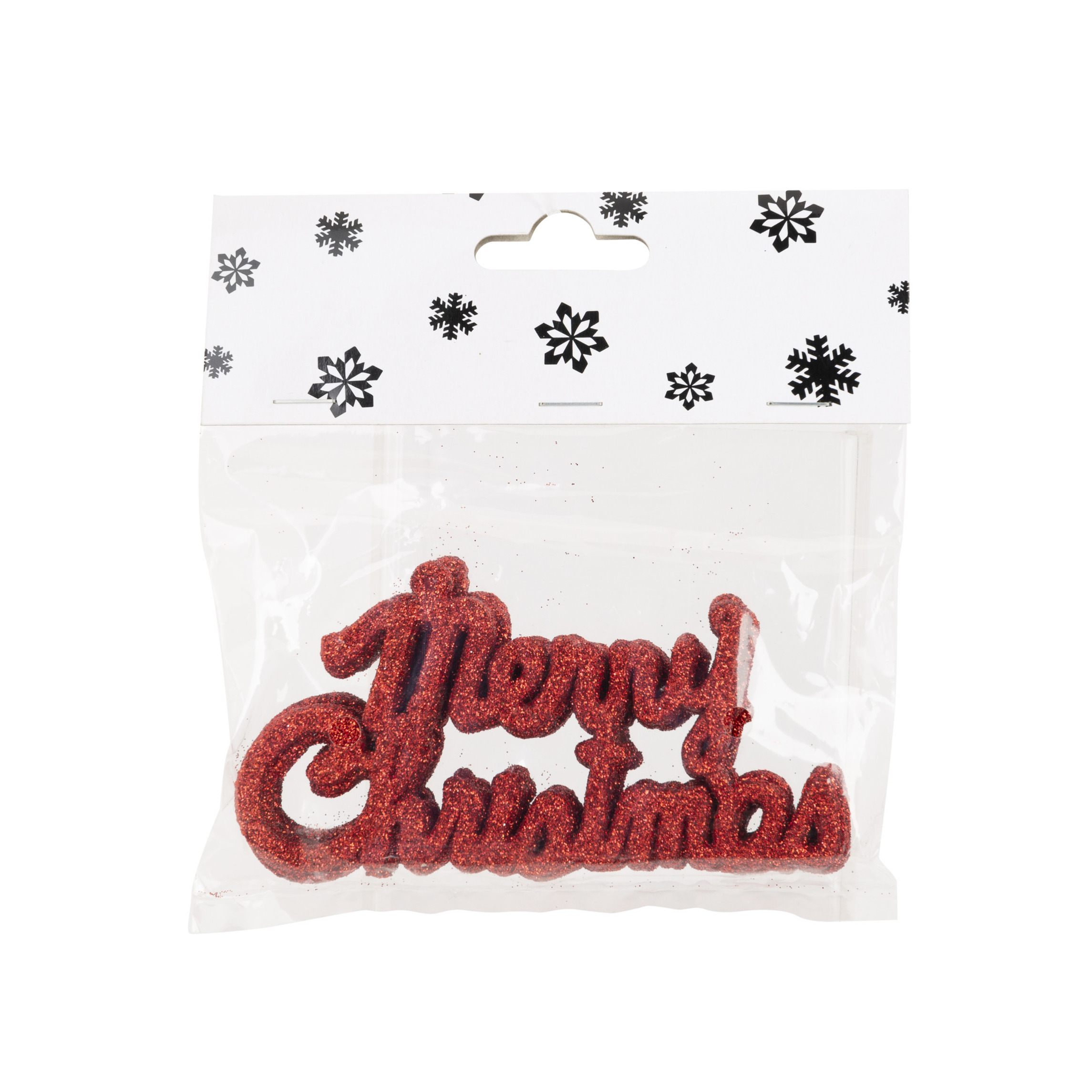 24x stuks Merry Christmas kersthangers rood van kunststof 10 cm kerstornamenten -