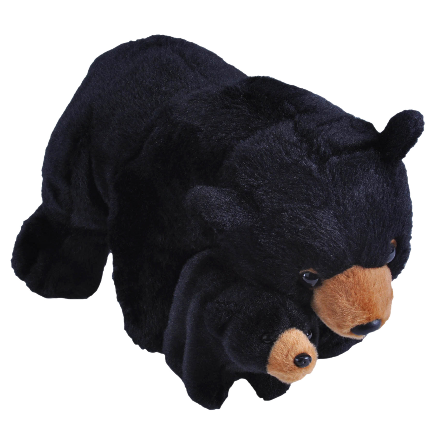 Wild Republic pluche knuffel dieren familie zwarte beren - 36 cm - Wildlife speelgoed - Moeder/kind -