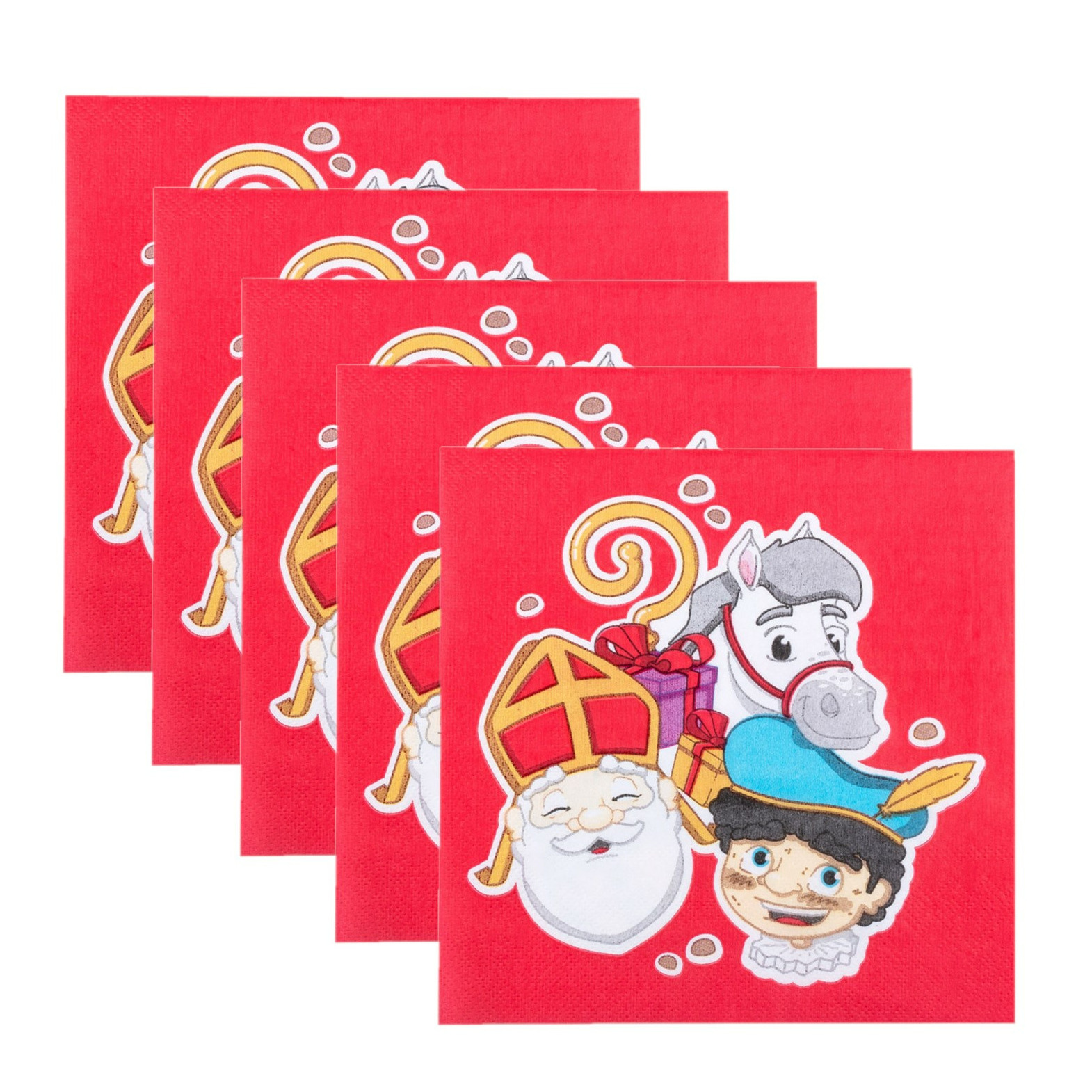 100x Sinterklaas diner/lunch servetten rood 33 x 33 cm -