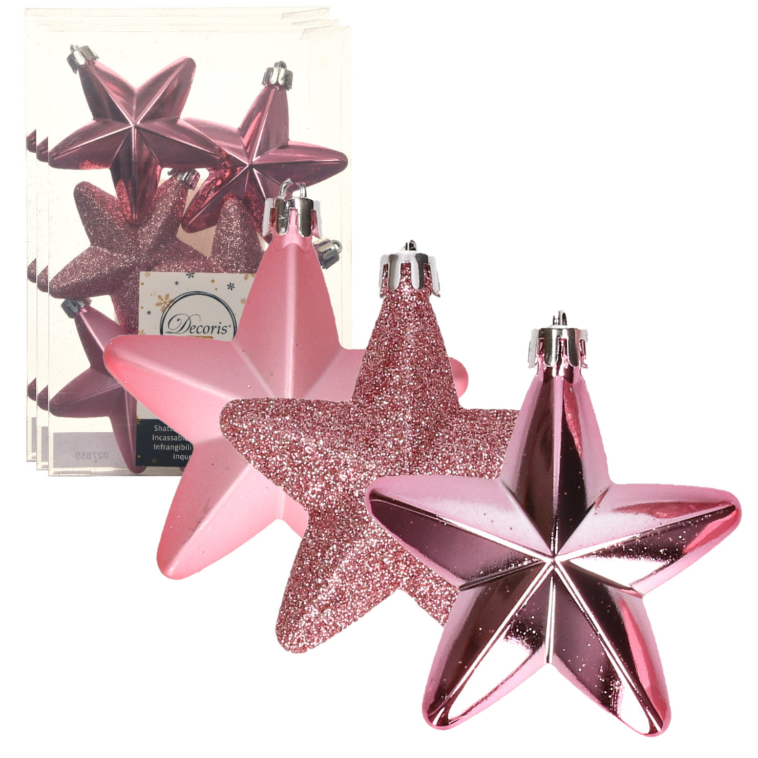 18x stuks kunststof sterren kersthangers lippenstift roze 7 cm -