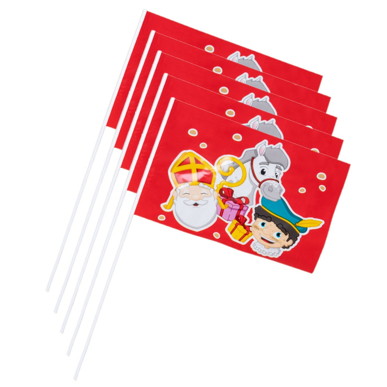 Pakket van 25x stuks Sinterklaas zwaaivlaggetjes Sint en Piet 40 cm -