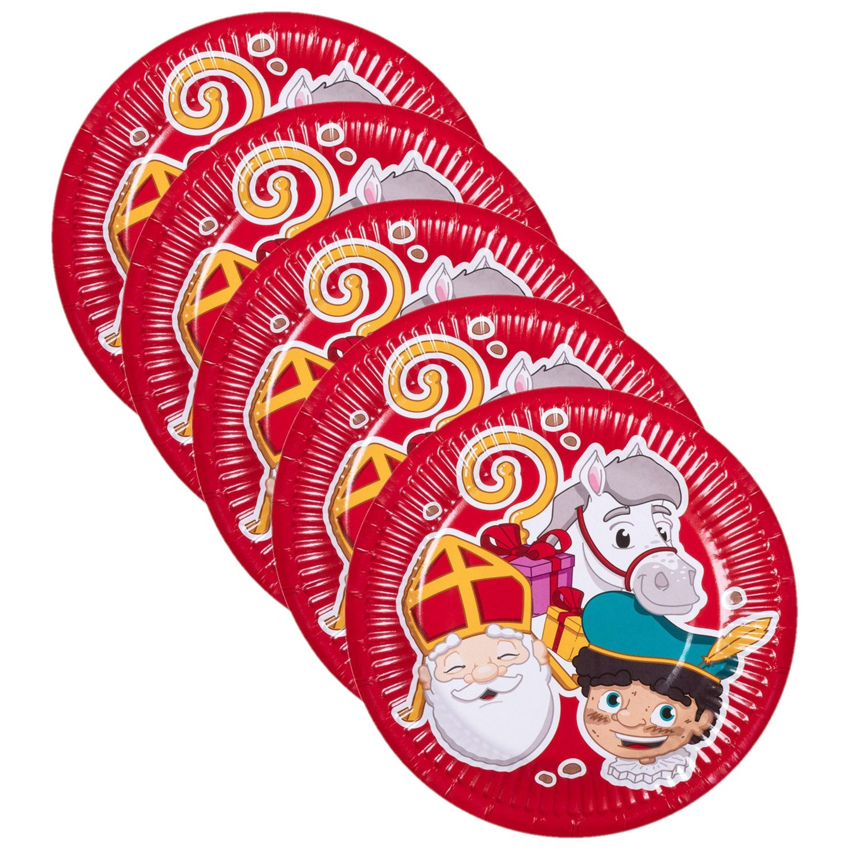 Sinterklaas kartonnen feestbordjes - 50x stuks - Dia 18 cm - Sinterklaas wegwerp bordjes -