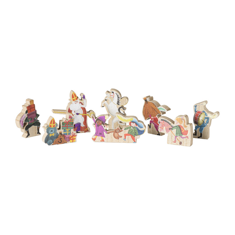 Houten poppetjes sint - multi - 30x17x2 cm