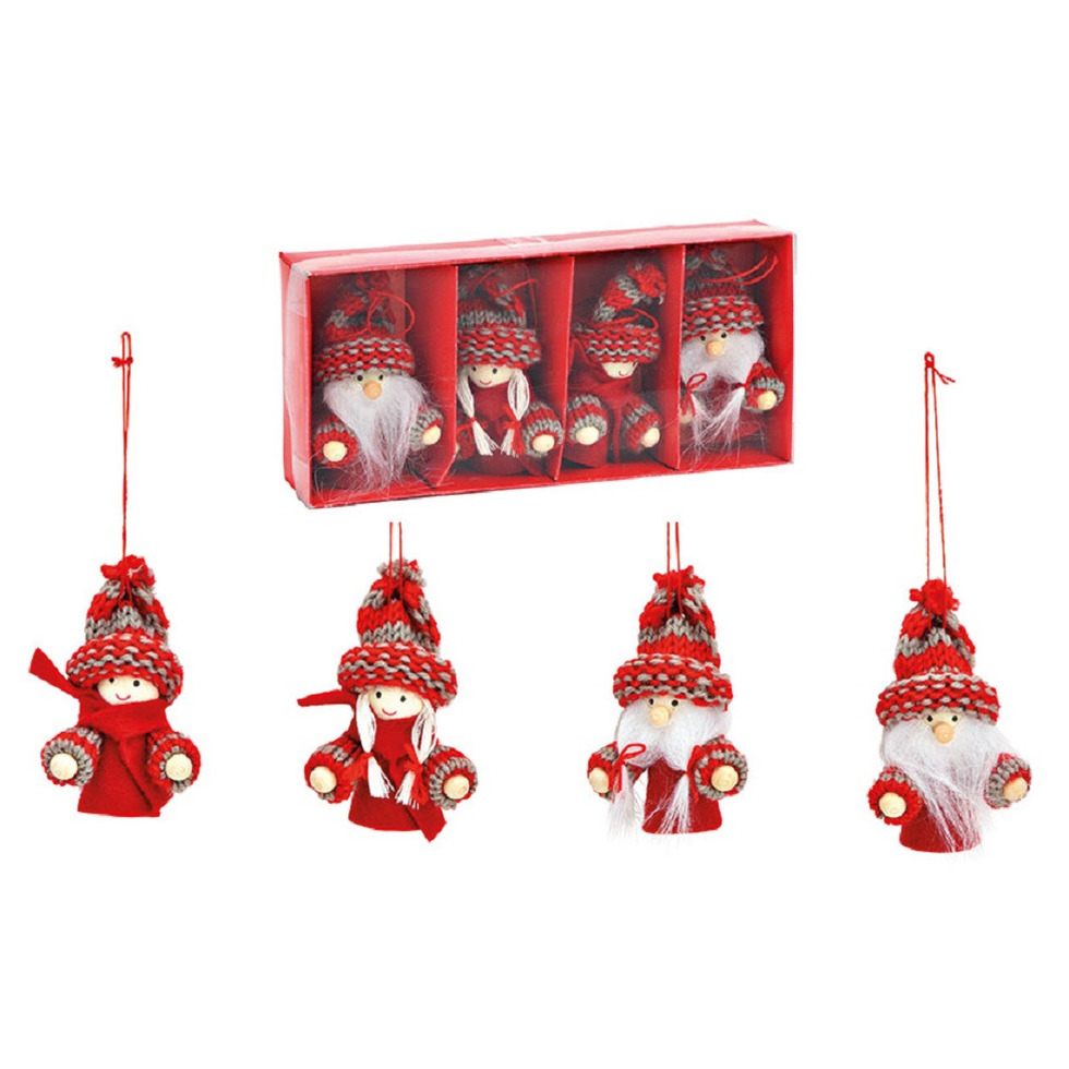 12x stuks kunststof kersthangers kerstpoppetjes/kerstmannetjes 8 cm kerstornamenten -