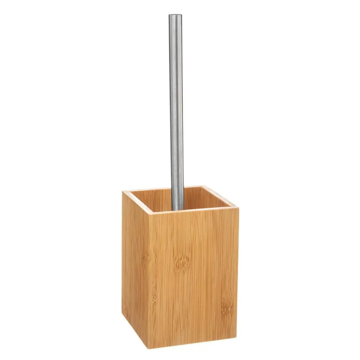 WC-/toiletborstel met houder vierkant bamboe 36,5 cm -