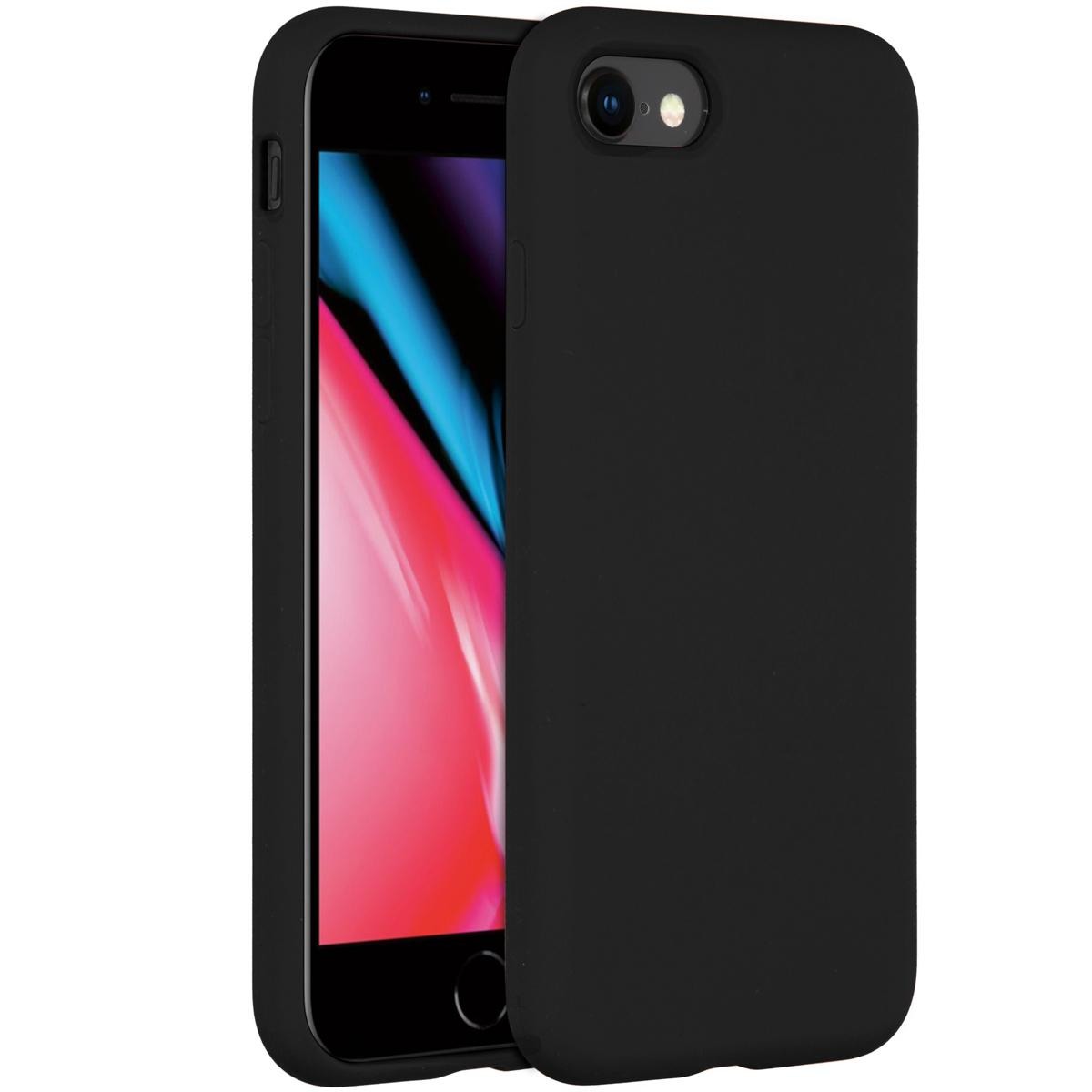 Accezz Liquid Silicone voor Apple iPhone SE (2022 / 2020) / 8 / 7 Telefoonhoesje Zwart