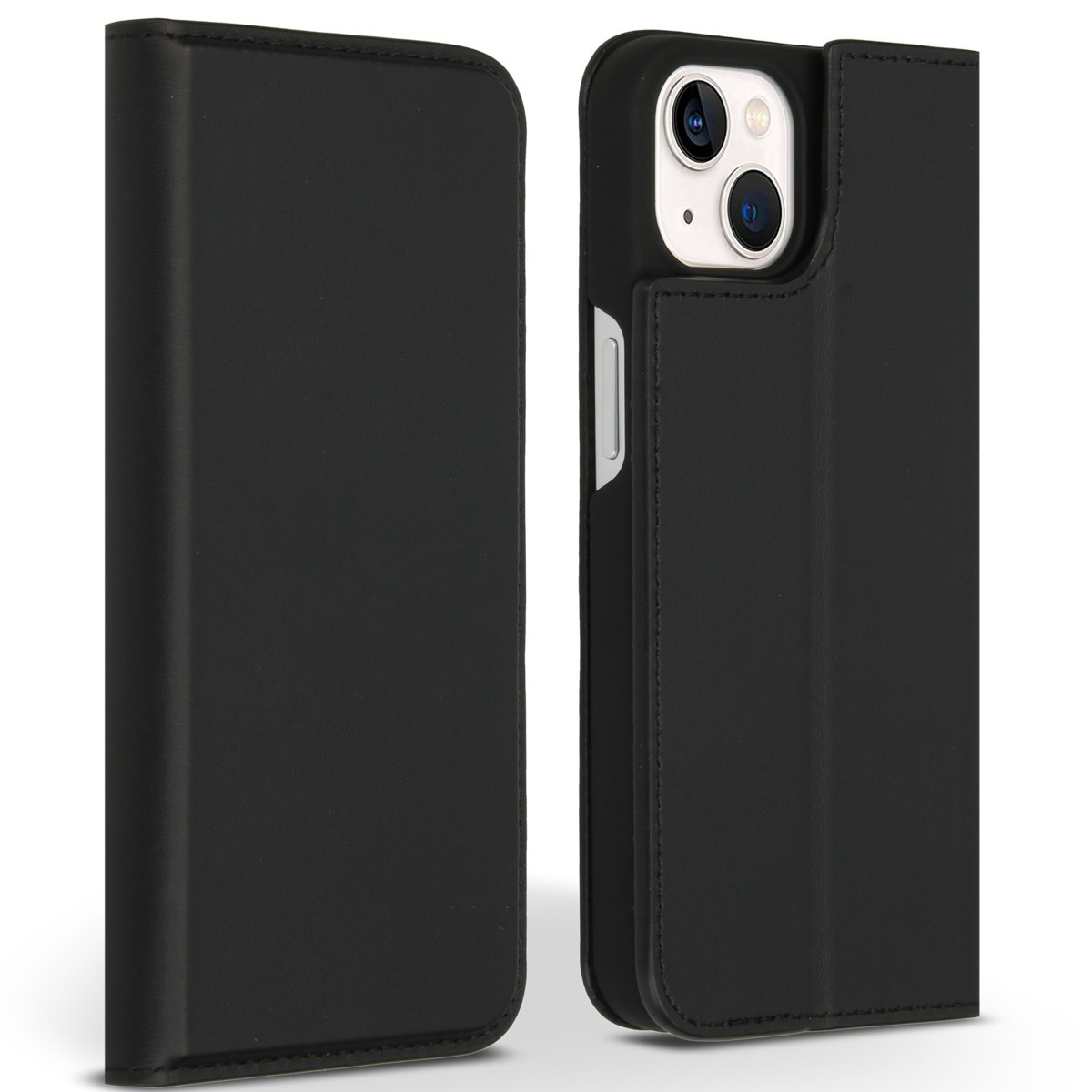 Accezz Premium Leather Slim Book Case voor Apple iPhone 13 Telefoonhoesje Zwart