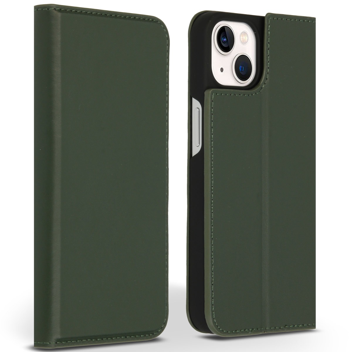 Accezz Premium Leather Slim Book Case voor Apple iPhone 13 Telefoonhoesje Groen