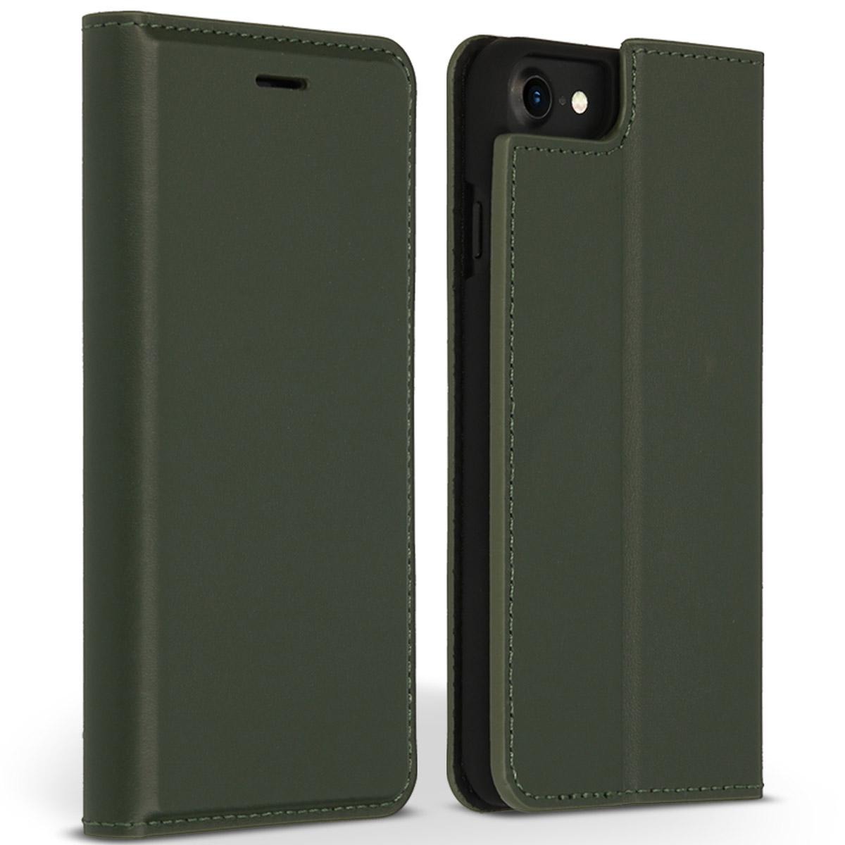 Accezz Premium Leather Slim Book Case voor Apple iPhone SE (2022 / 2020) / 8 / 7 / 6(s) Telefoonhoesje Groen