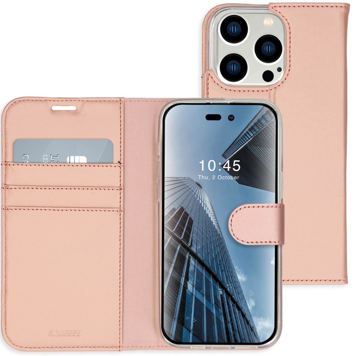 Accezz Wallet Case voor Apple iPhone 14 Pro Telefoonhoesje Roze