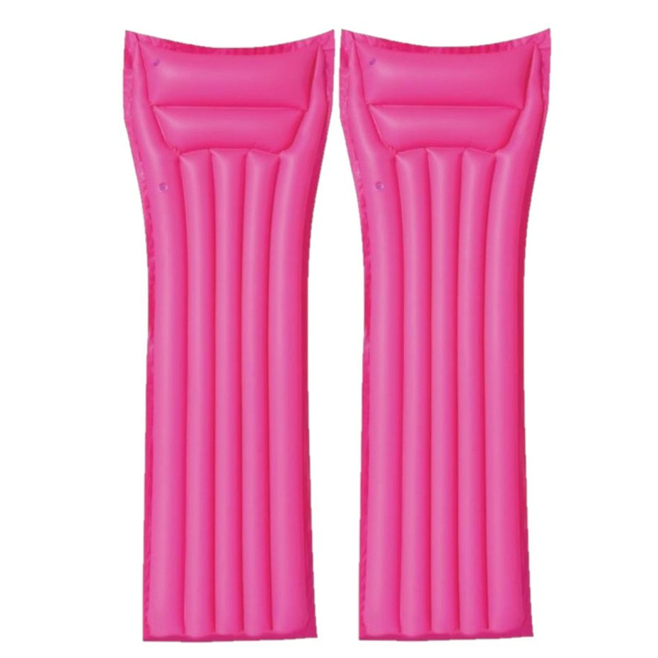 Set van 2x stuks bestway basic opblaabaar luchtbed roze 183 cm volwassenen -