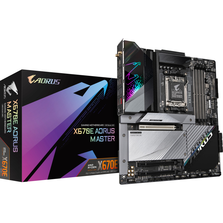 GIGABYTE X670E AORUS MASTER moederbord RAID, 2.5Gb-LAN, WLAN, BT, Sound, E-ATX