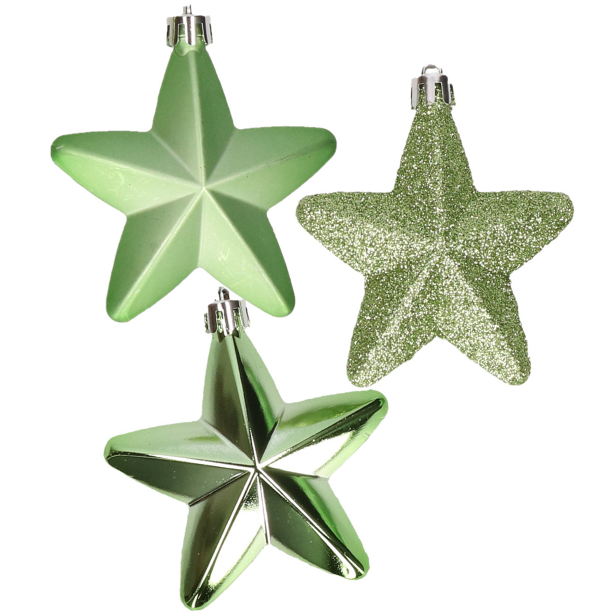 Kerstornamenten kunststof sterren 6x st groen 7 cm -