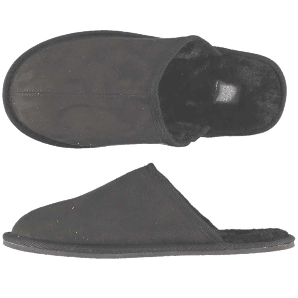 Heren instap slippers/pantoffels met nepbont antraciet maat 41-42 41/42 -