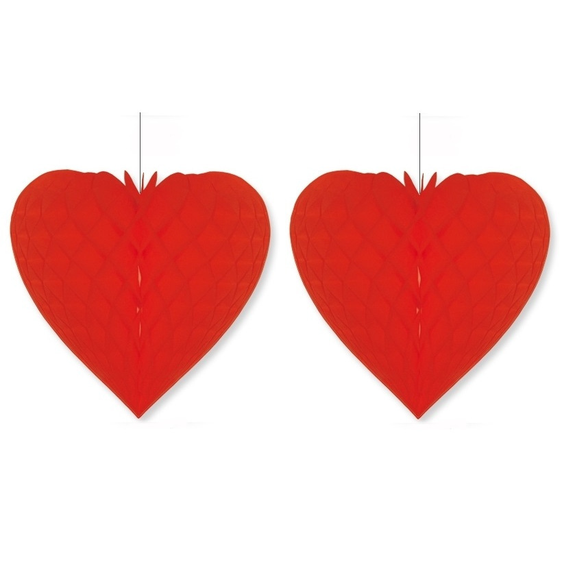 Set van 2x stuks bellatio decorations groot rood decoratie hart 40 cm hangend -