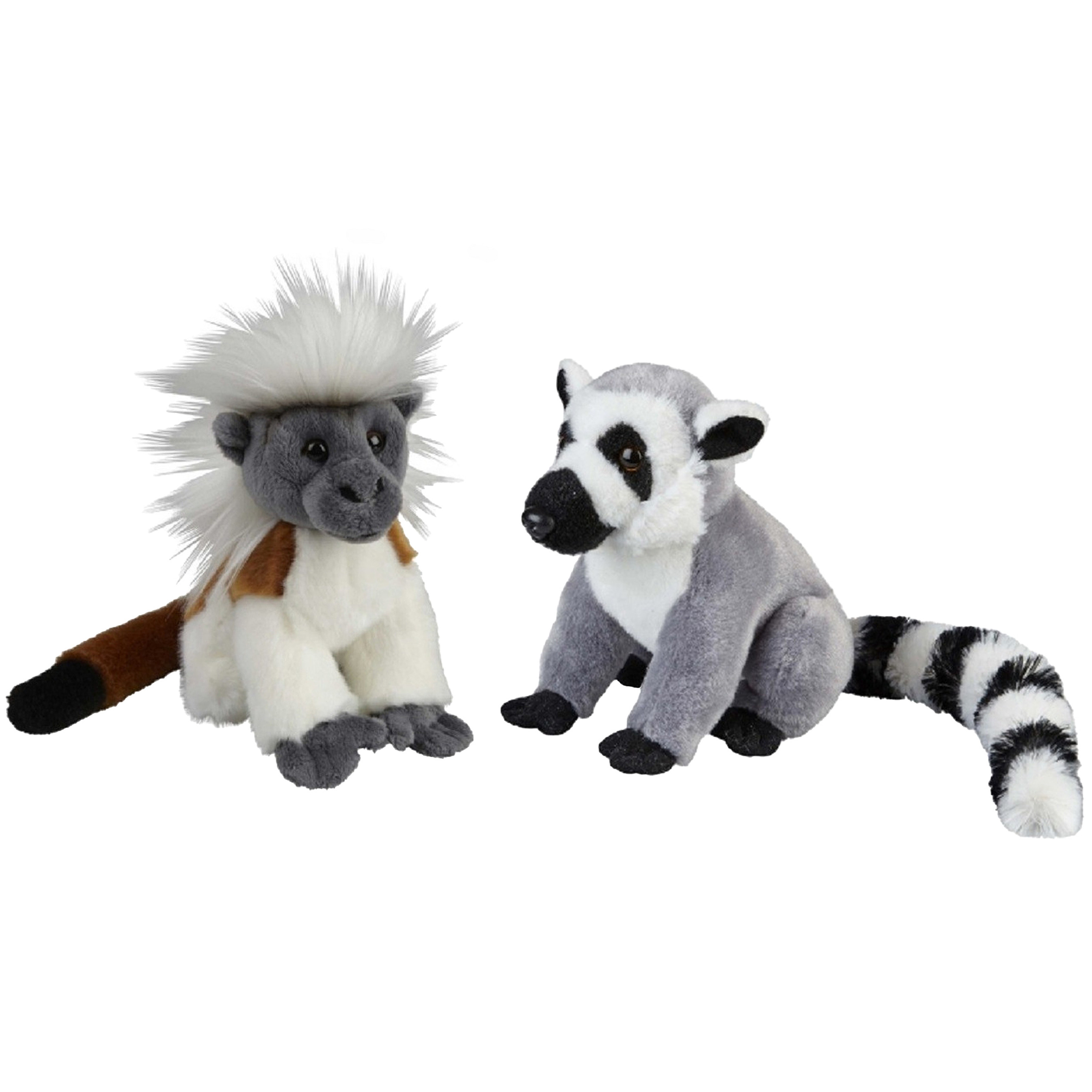 Apen serie zachte pluche knuffels 2x stuks - Ringstaart Maki en Pinche Aapje van 18 cm -