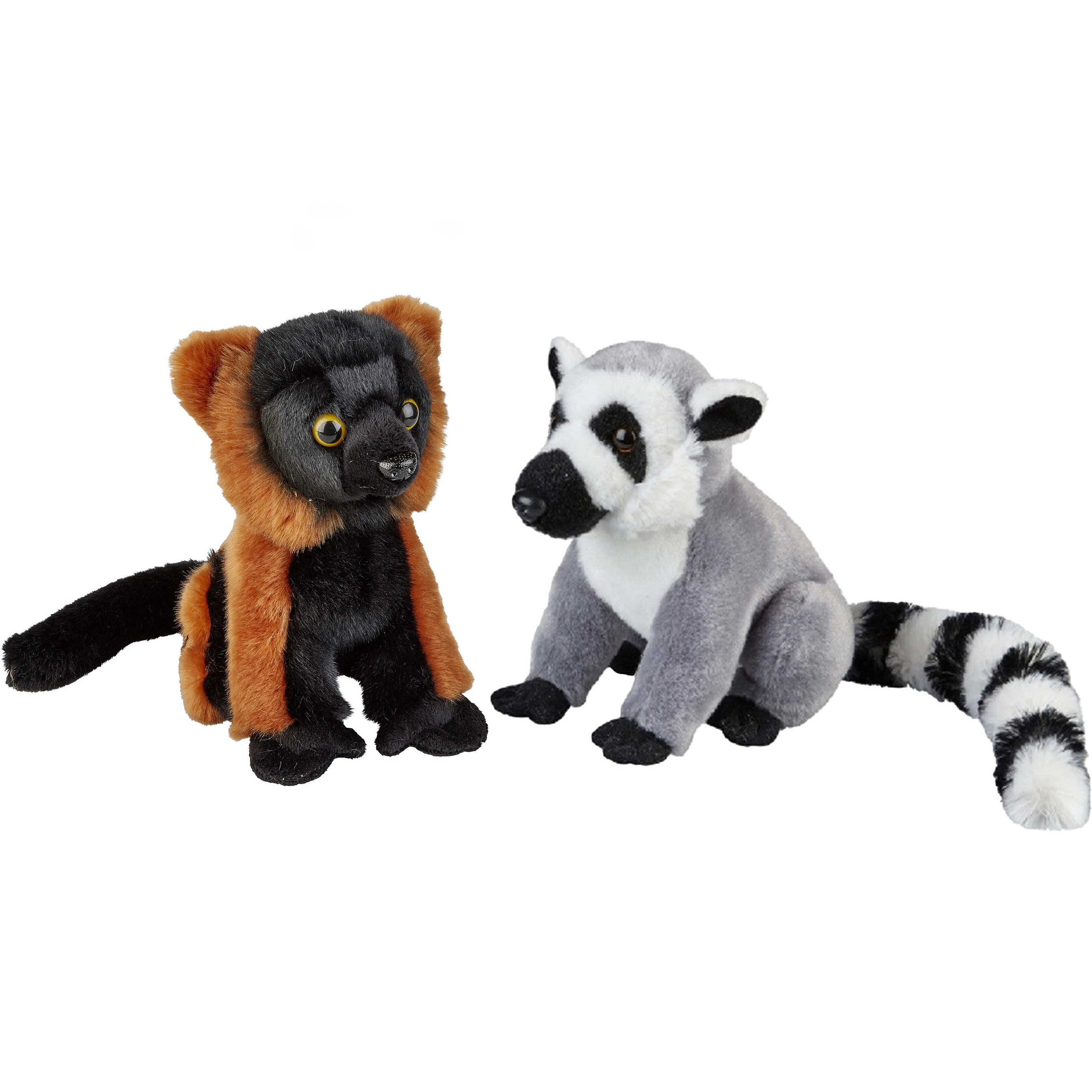 Apen serie zachte pluche knuffels 2x stuks - Ringstaart Maki en Vari Aapje van 18 cm -