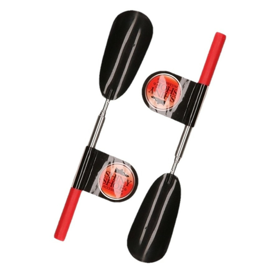 Multipak van 2x stuks rode uitschuifbare schoenlepel -