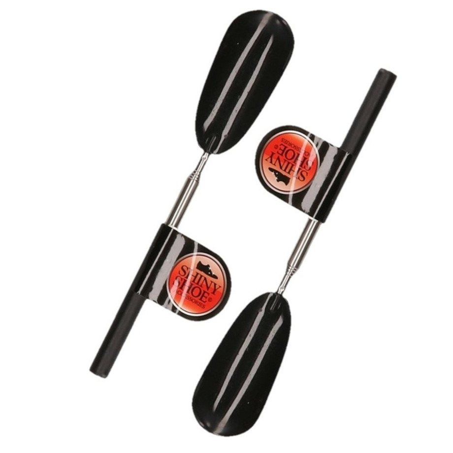 Multipak van 2x stuks zwarte uitschuifbare schoenlepel -